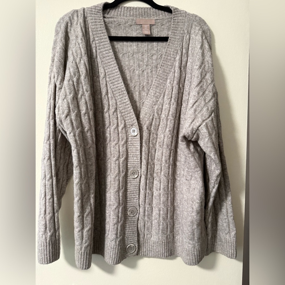 H&M Light Gray Cable Knit Cardigan